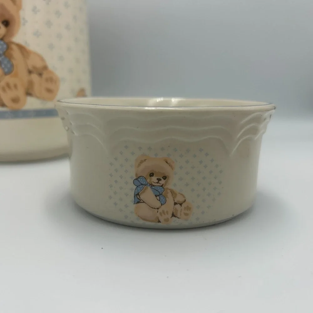 Vintage Tienshan Stoneware Country Bear Cottage Pitcher Bowl Spoon Rest Granny